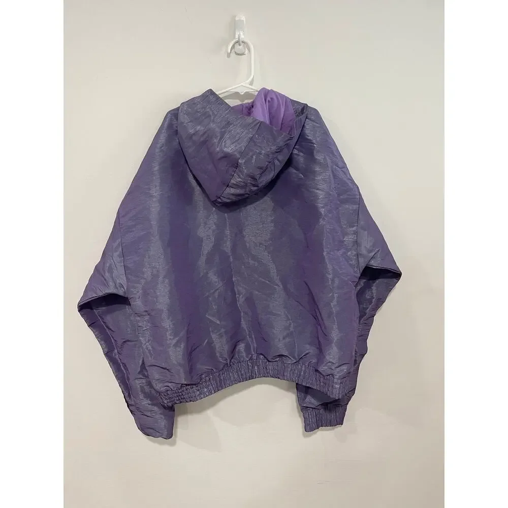 Adidas Girls Purple Windbreaker Oversize Quarter Zip Athleisure